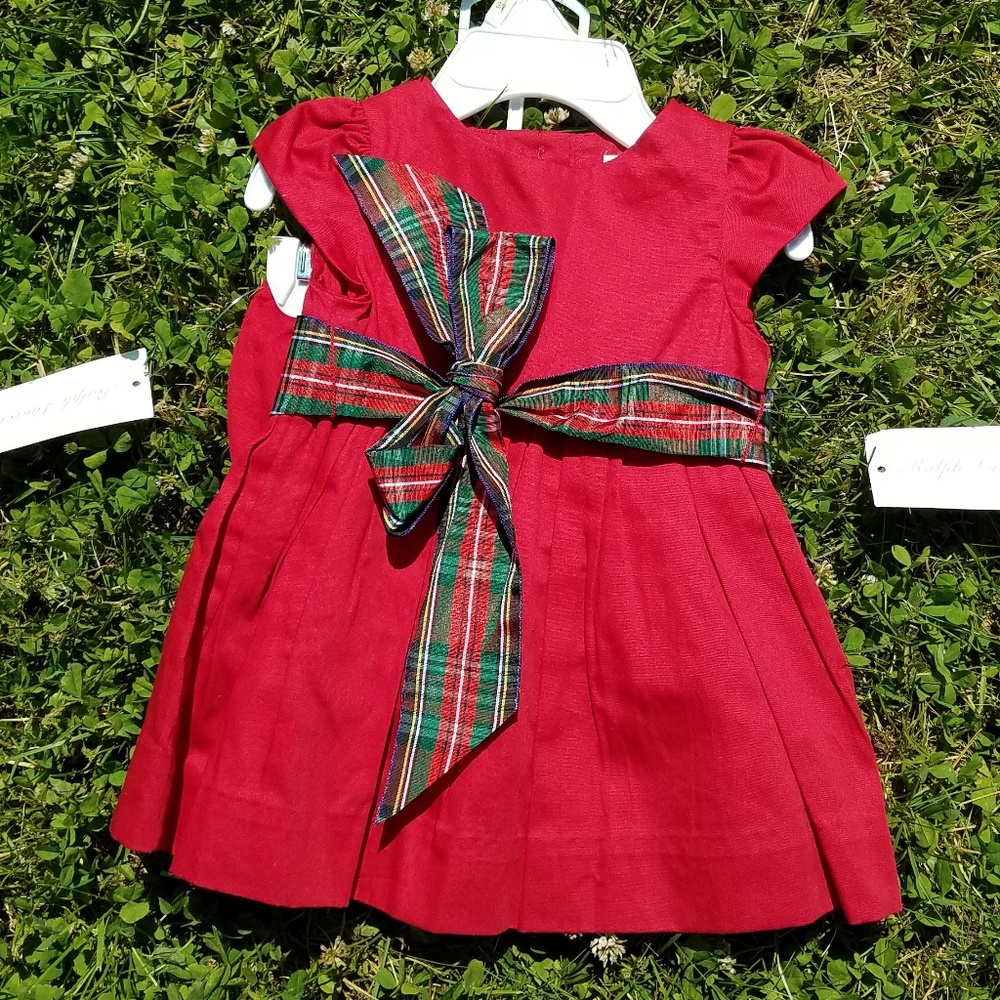 NWT Ralph Lauren Holiday Dress Red with Plaid Sash